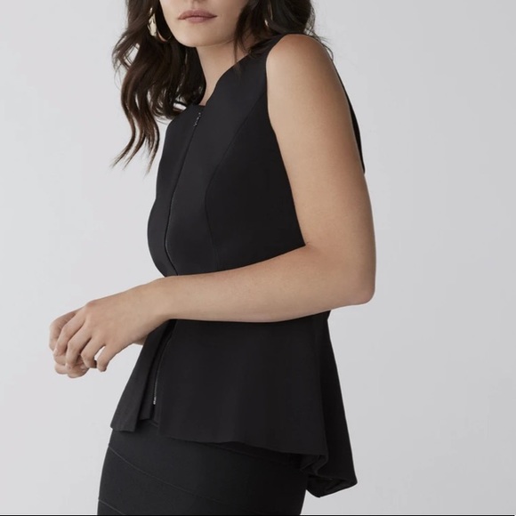 BCBG MAXAZRIA black front-zip office top, size S - Picture 3 of 7